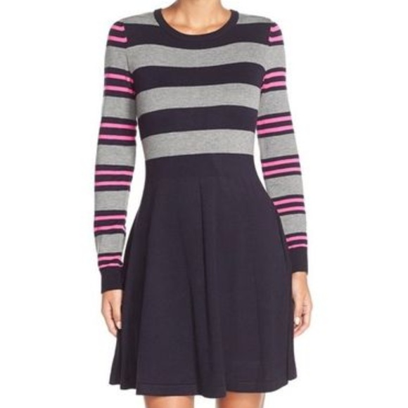 Eliza J Dresses & Skirts - ELIZA J. Fit and Flare Striped Sweater Dress